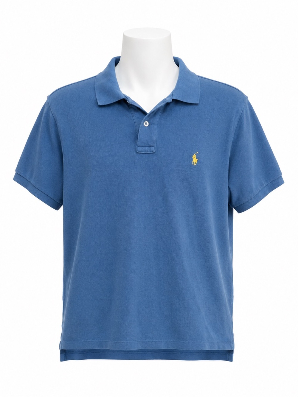 Size M Polo Ralph Lauren Men’s Custom Fit Mesh Polo Shirt Blue Yellow Pony